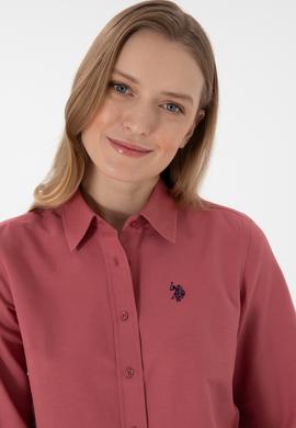 Kadın Vişne Uzun Kollu Basic Gömlek - 50307726082