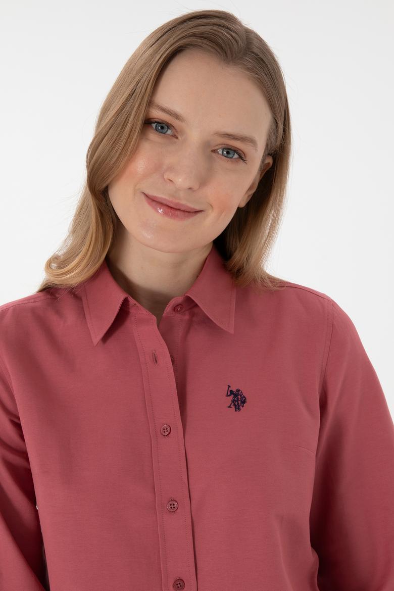 Kadın Vişne Uzun Kollu Basic Gömlek - 50307726082