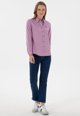 Kadın Menekşe Uzun Kollu Basic Gömlek - 50307726069