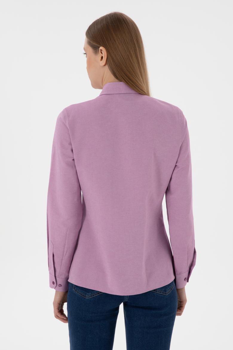 Kadın Menekşe Uzun Kollu Basic Gömlek - 50307726069
