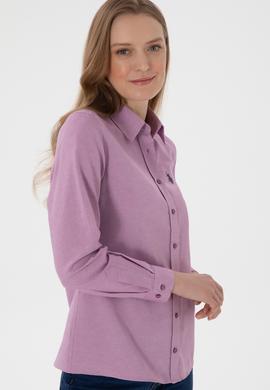 Kadın Menekşe Uzun Kollu Basic Gömlek - 50307726069