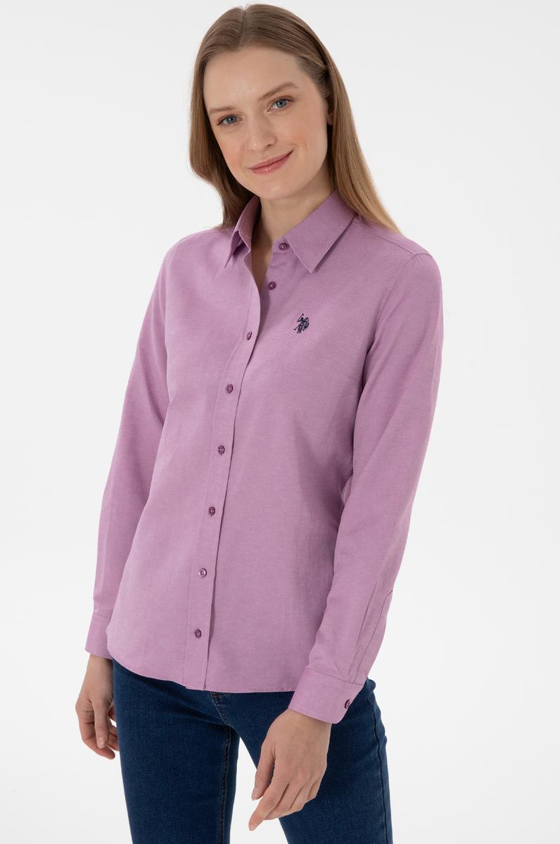 Kadın Menekşe Uzun Kollu Basic Gömlek