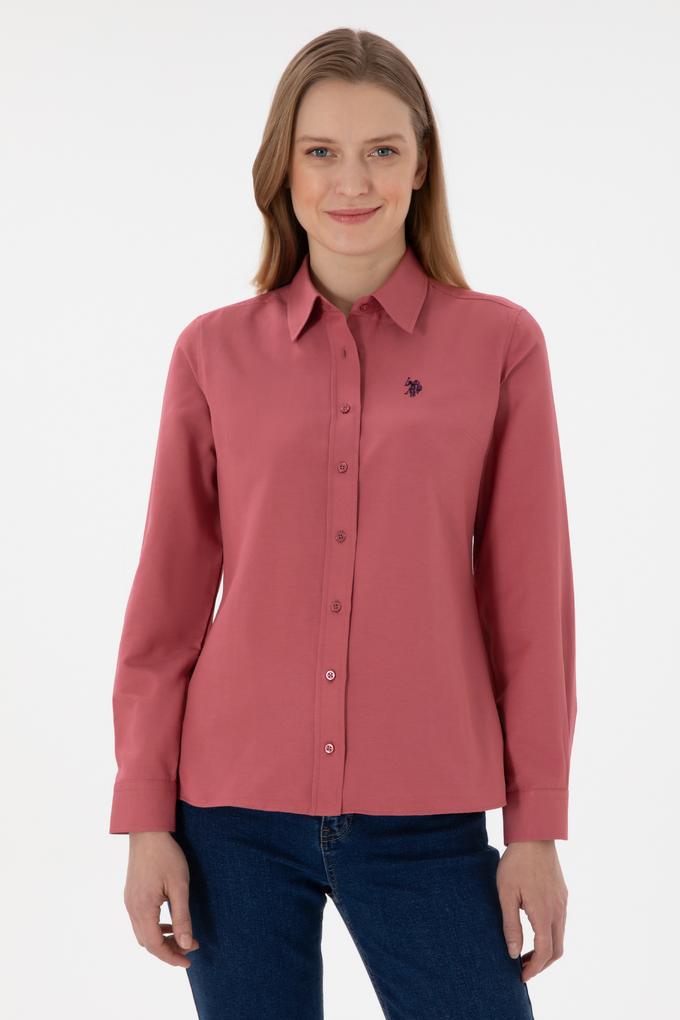 Kadın Vişne Uzun Kollu Basic Gömlek