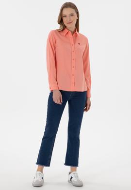 Kadın Nar Çiçeği Uzun Kollu Basic Gömlek - 50307726075