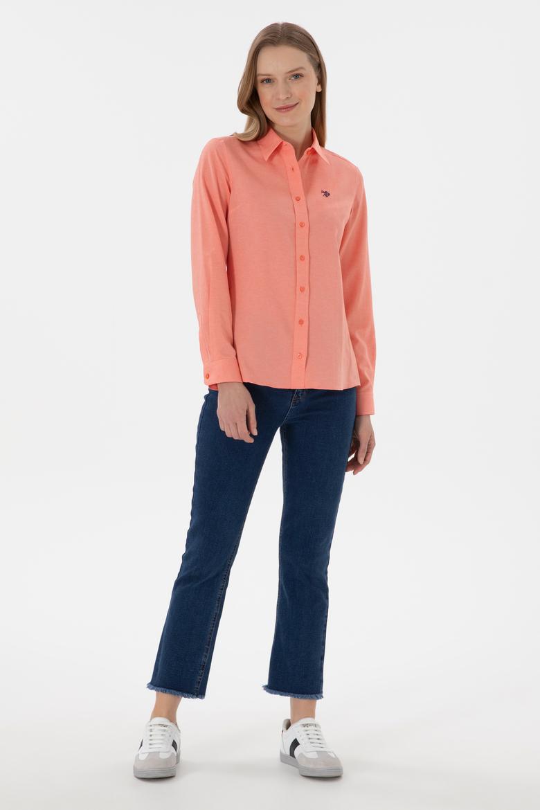 Kadın Nar Çiçeği Uzun Kollu Basic Gömlek - 50307726075