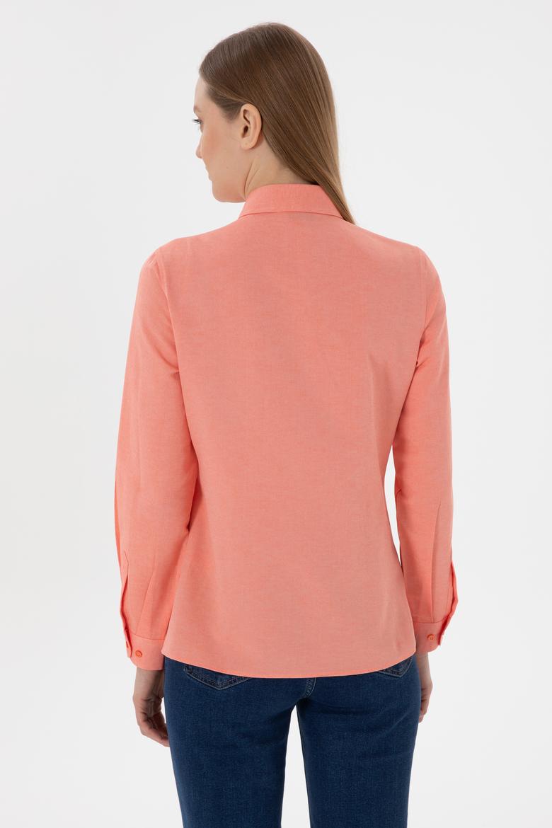 Kadın Nar Çiçeği Uzun Kollu Basic Gömlek - 50307726075