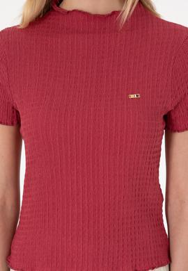 Kadın Vişne Dik Yaka Tişört - 50312951036