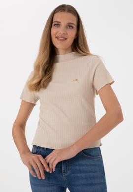 Kadın Taş Dik Yaka Tişört - 50312951044