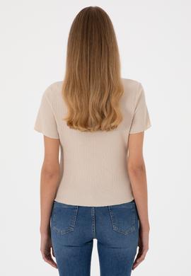 Kadın Taş Dik Yaka Tişört - 50312951044