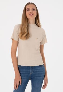 Kadın Taş Dik Yaka Tişört - 50312951044