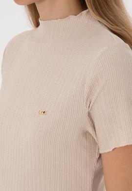 Kadın Taş Dik Yaka Tişört - 50312951044