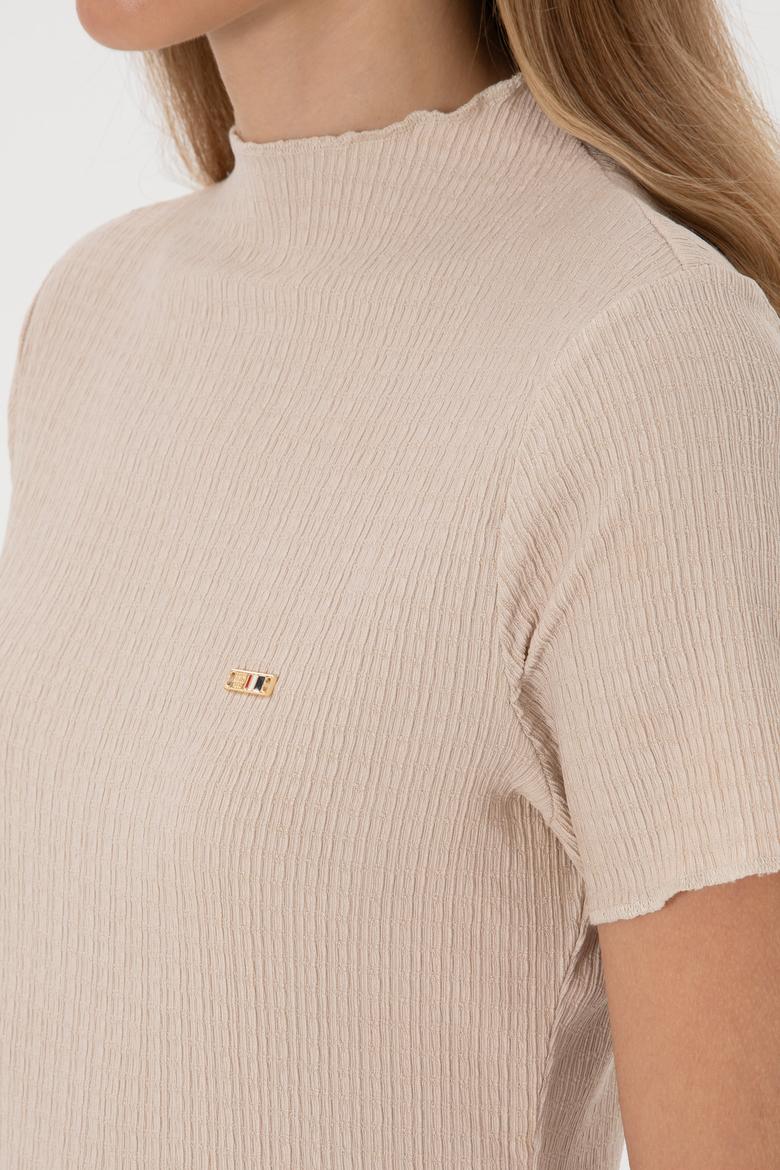 Kadın Taş Dik Yaka Tişört - 50312951044