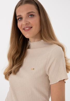 Kadın Taş Dik Yaka Tişört - 50312951044