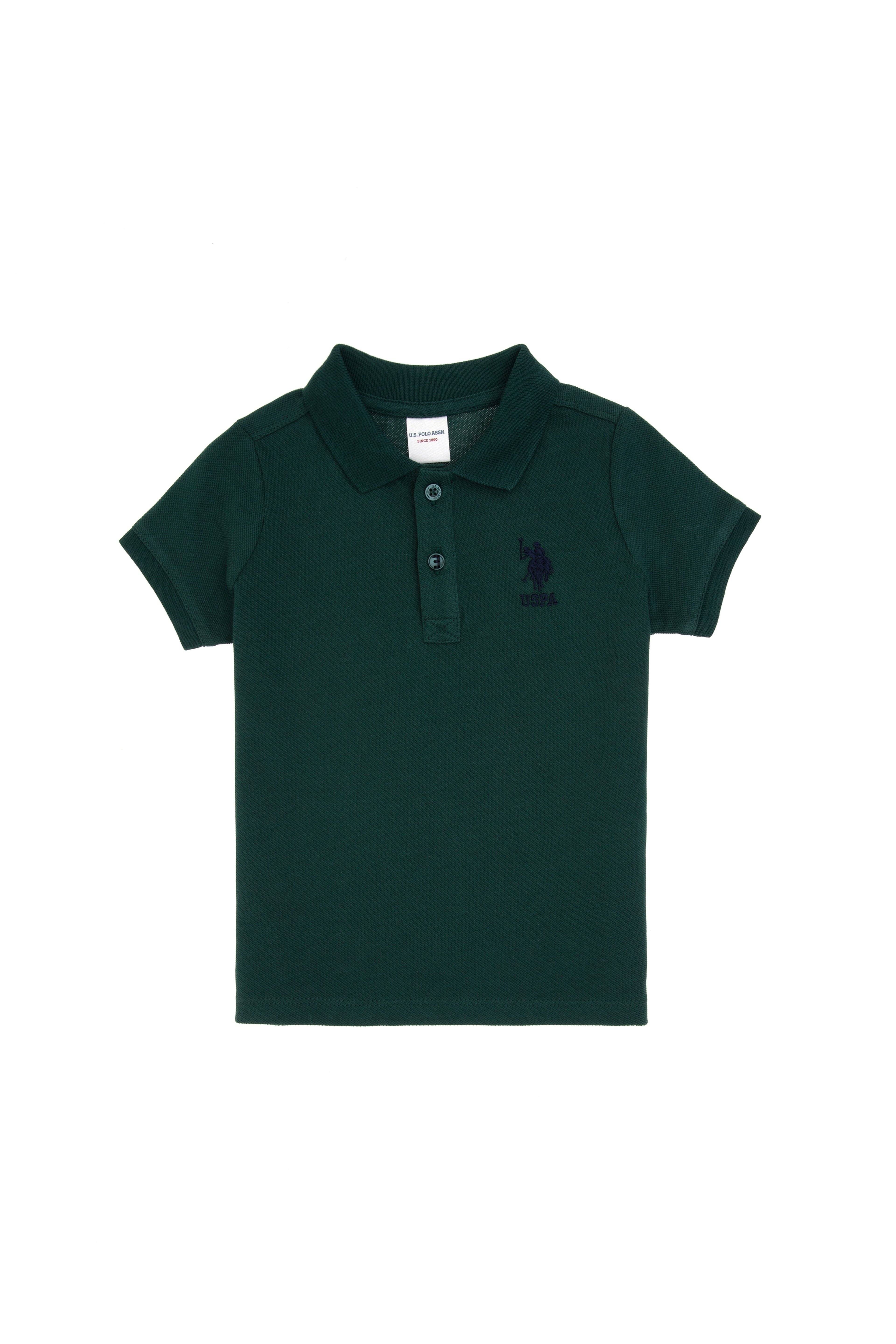 Erkek Bebek Koyu Yeşil Basic Polo Yaka Tişört - Image 1
