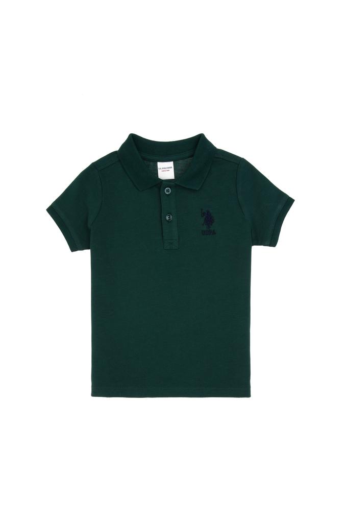 Erkek Bebek Koyu Yeşil Basic Polo Yaka Tişört
