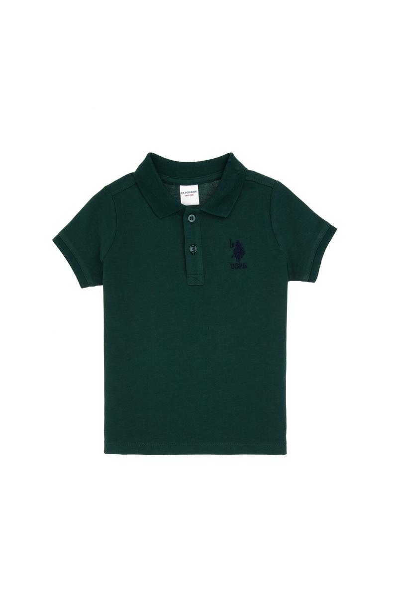 Erkek Bebek Koyu Yeşil Basic Polo Yaka Tişört