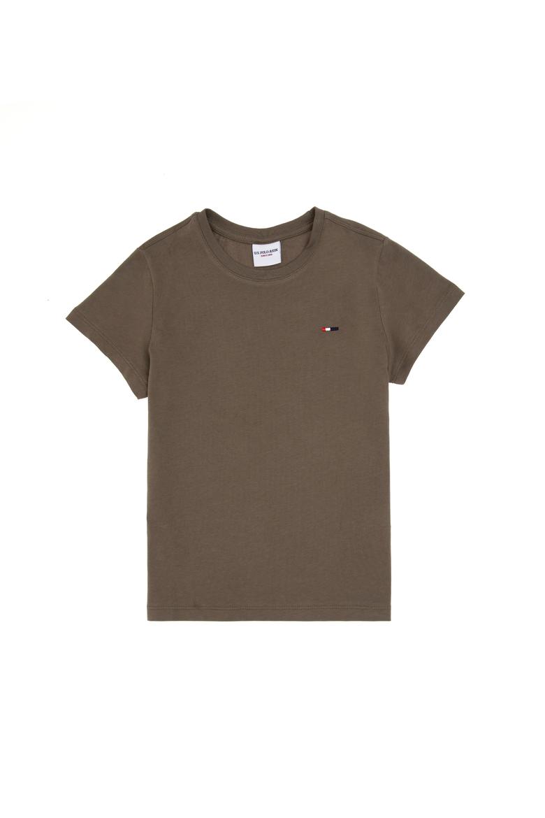 Erkek Çocuk Vizon Basic Bisiklet Yaka Tişört