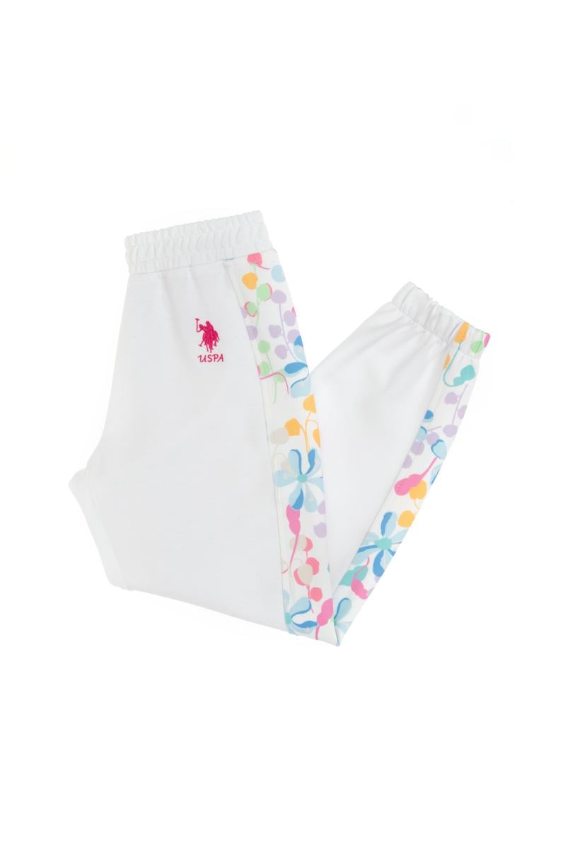 Kız Çocuk Beyaz Carrot Fit Renkli Baskılı Eşofman Altı