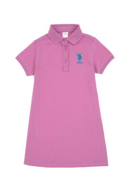 Kız Bebek Fuşya Polo Yaka Kısa Kol Basic Örme Elbise - 50306286012