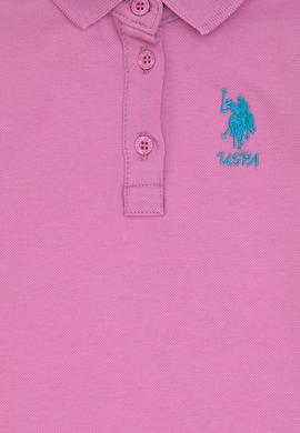 Kız Bebek Fuşya Polo Yaka Kısa Kol Basic Örme Elbise - 50306286012