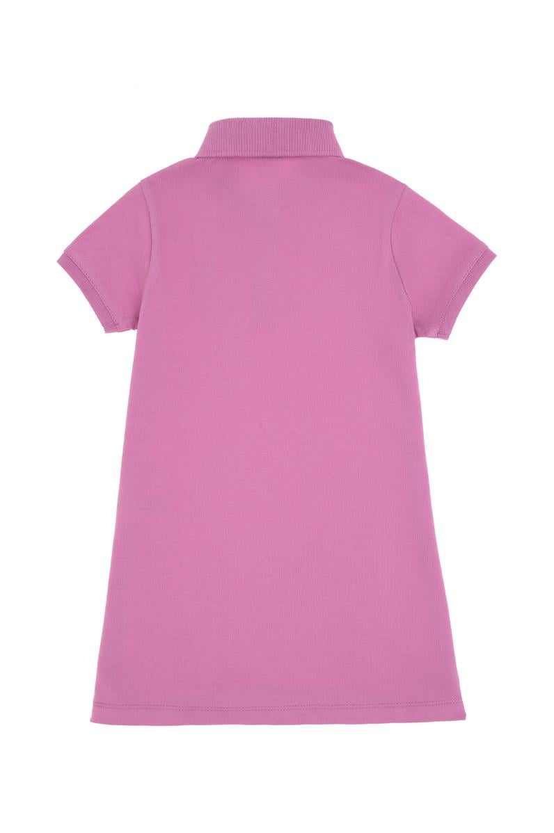 Kız Bebek Fuşya Polo Yaka Kısa Kol Basic Örme Elbise