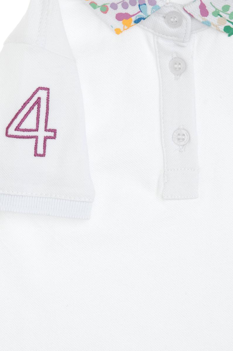 Kız Çocuk Beyaz Polo Yaka Tişört