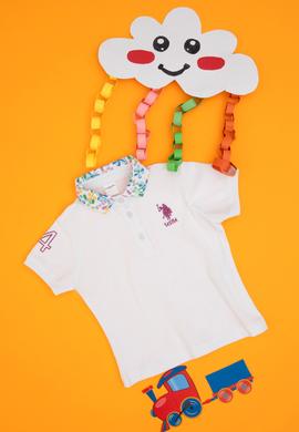 Kız Çocuk Beyaz Polo Yaka Tişört - 50306344035