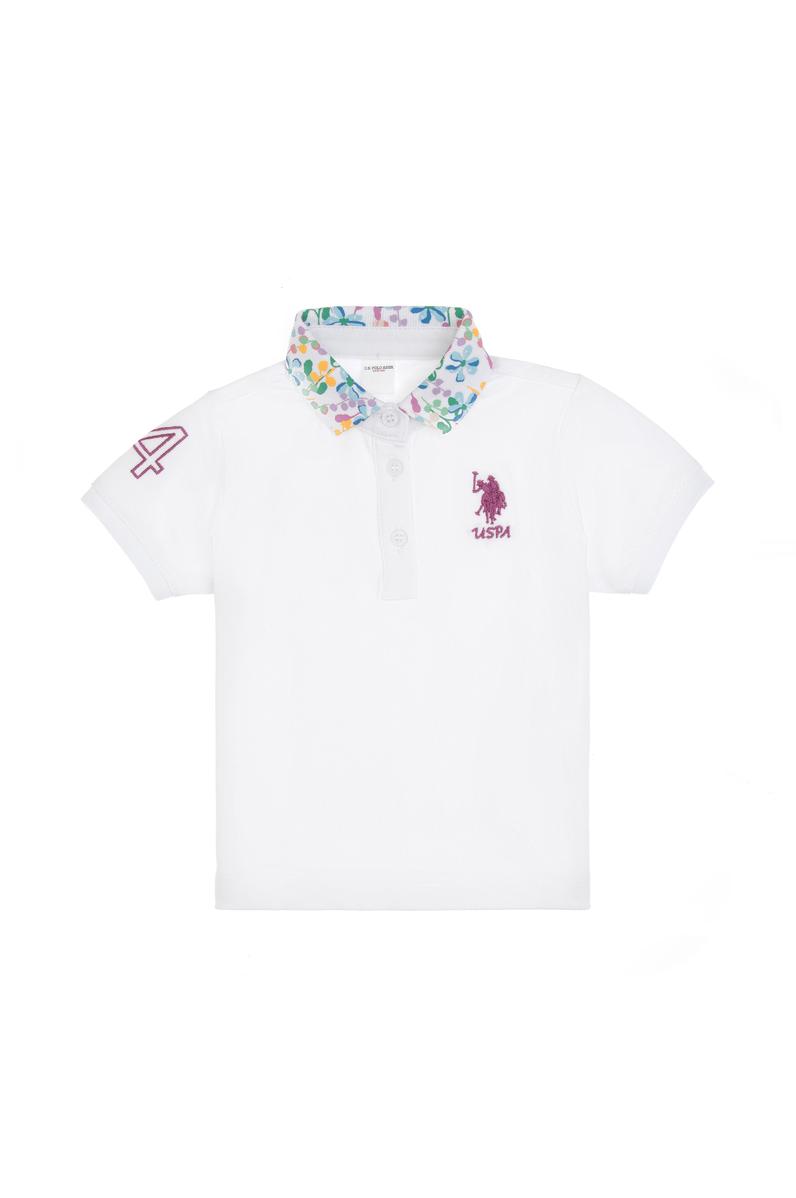 Kız Çocuk Beyaz Polo Yaka Tişört