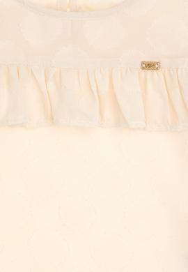 Kız Çocuk Ekru Yaka Fırfır Detaylı Kolsuz Gömlek - 50299741013