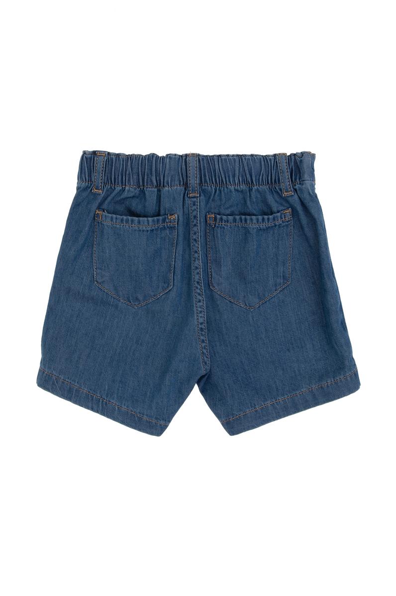 Kız Çocuk Mavi Pile Detaylı Jean Şort Etek