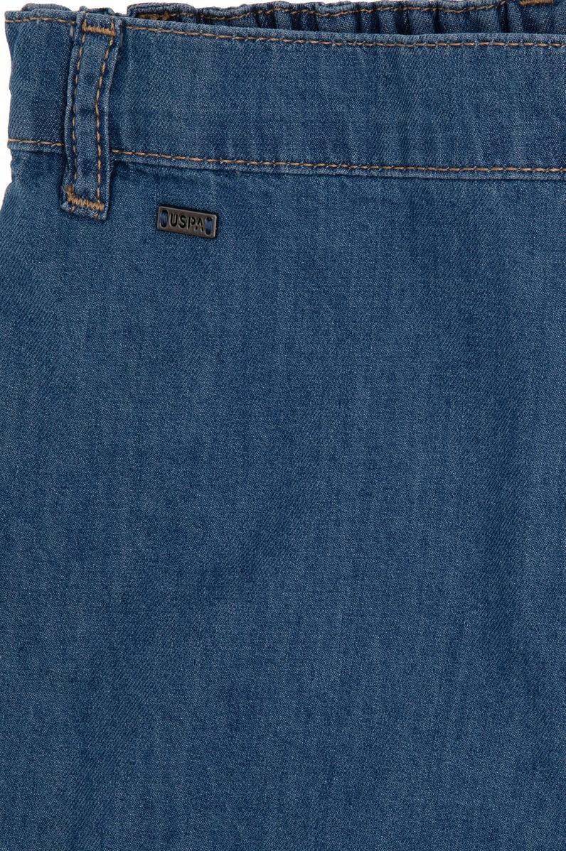 Kız Çocuk Mavi Pile Detaylı Jean Şort Etek