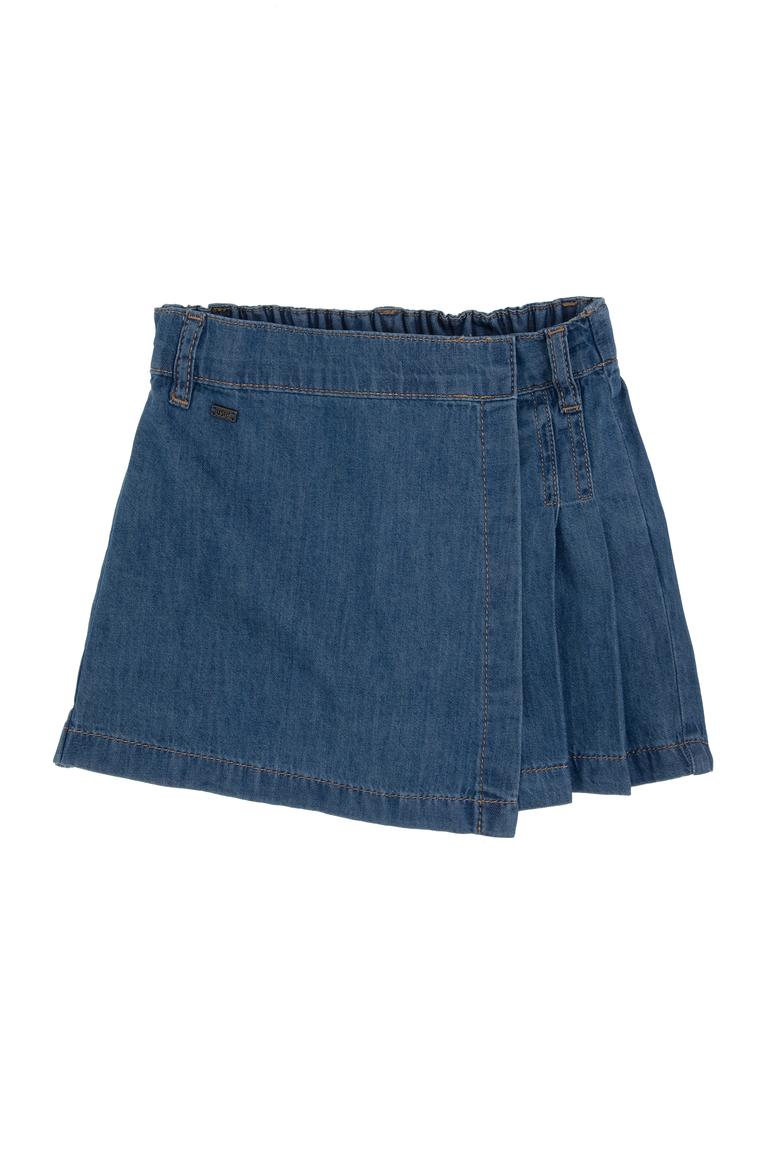 Kız Çocuk Mavi Pile Detaylı Jean Şort Etek