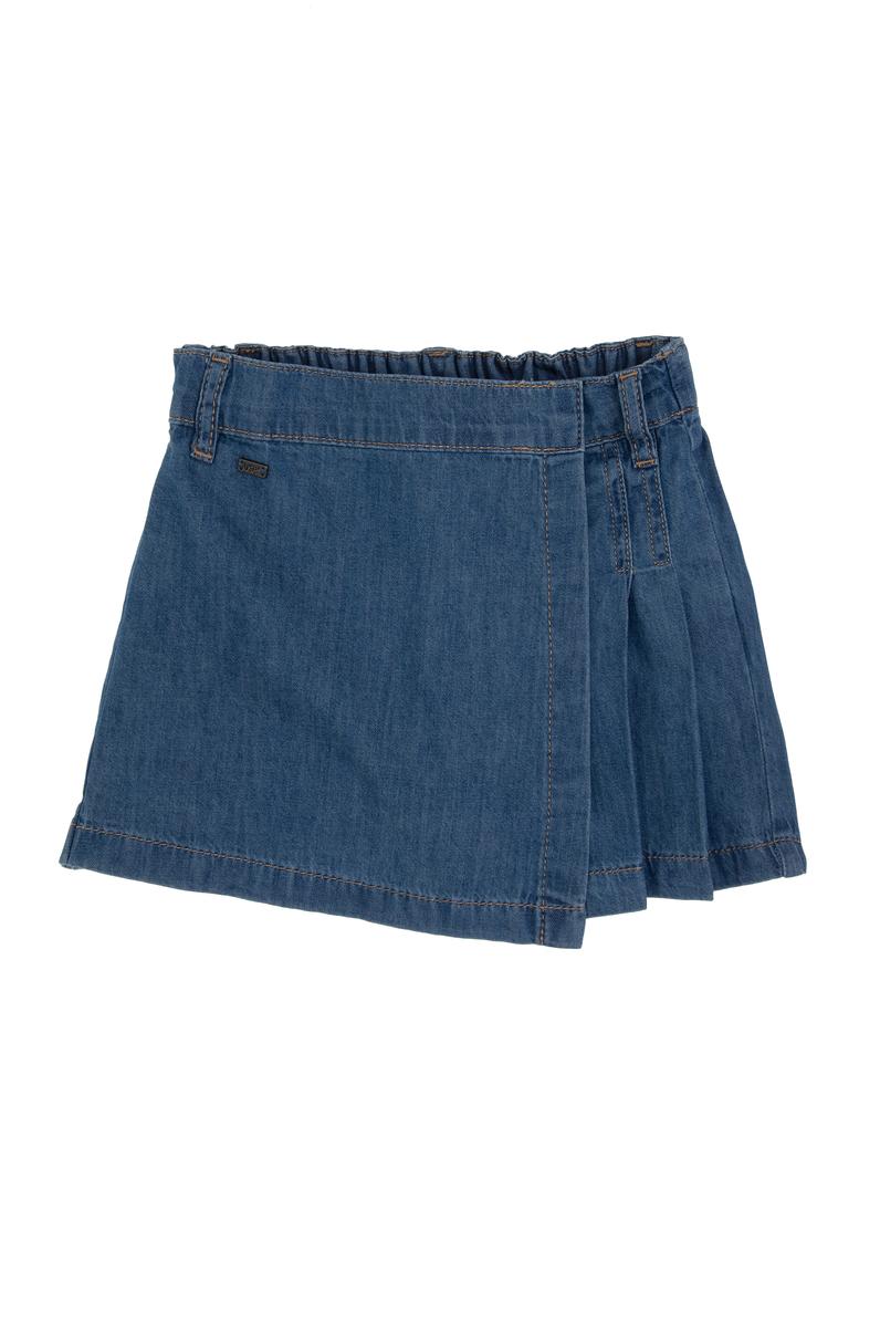 Kız Çocuk Mavi Pile Detaylı Jean Şort Etek