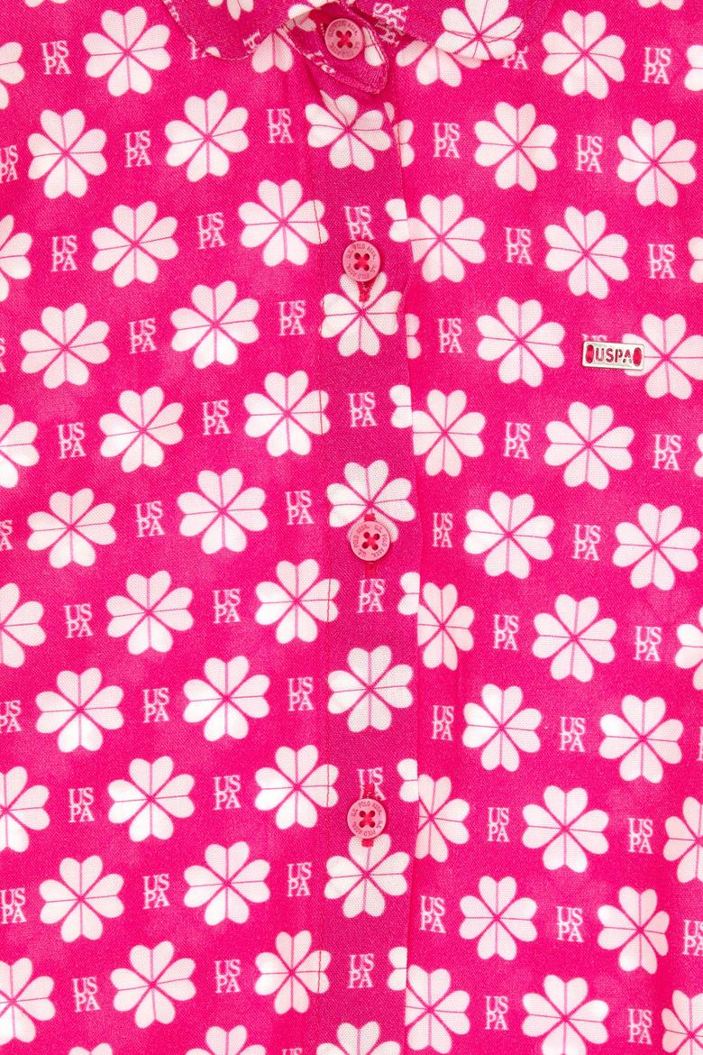 Kız Çocuk Fuşya Çiçek Desenli Bağlamalı Kolsuz Gömlek - 50306580010