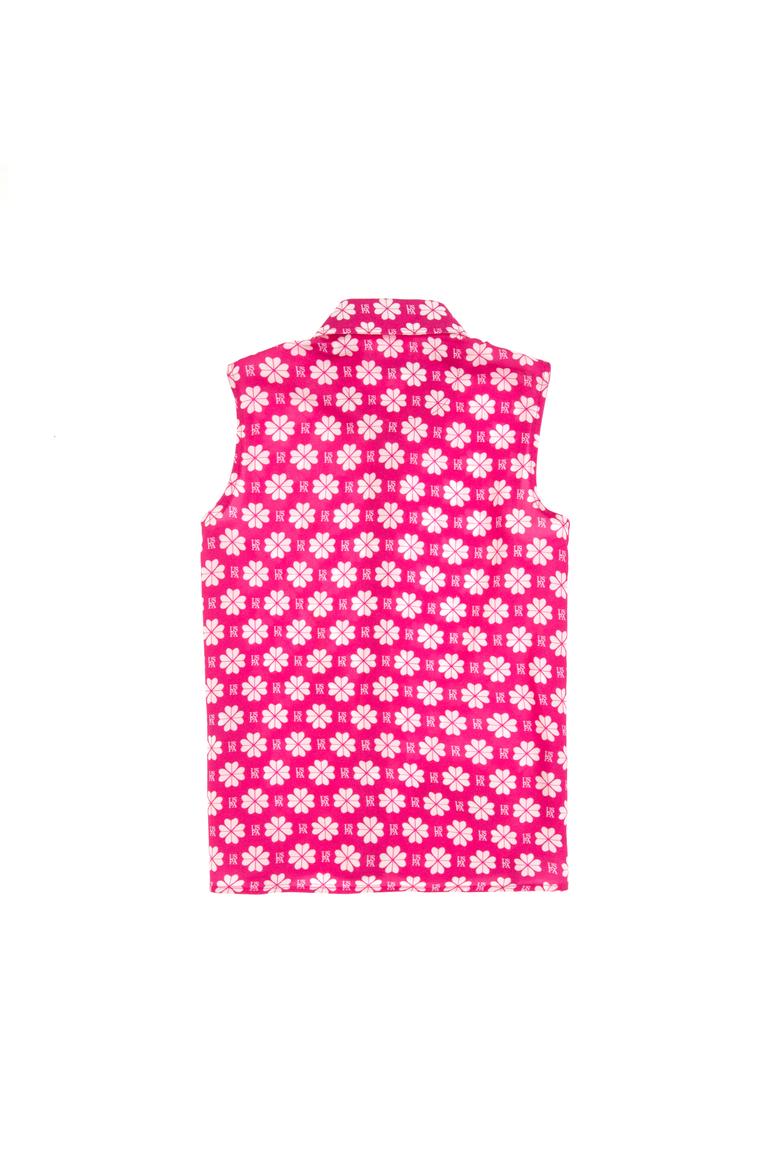 Kız Çocuk Fuşya Çiçek Desenli Bağlamalı Kolsuz Gömlek - 50306580010