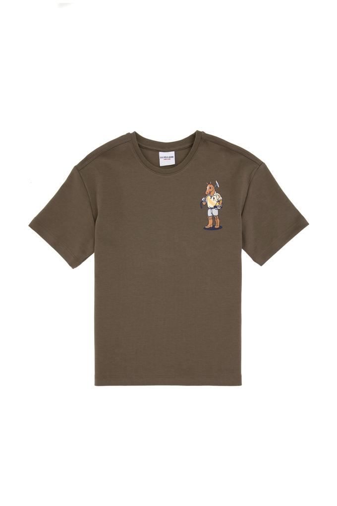 Erkek Çocuk Vizon Comfort Bisiklet Yaka Tişört