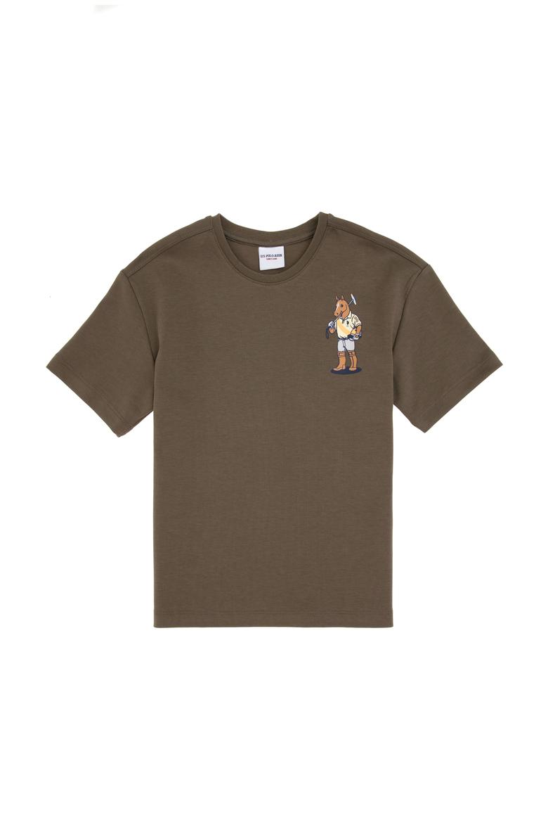 Erkek Çocuk Vizon Comfort Bisiklet Yaka Tişört