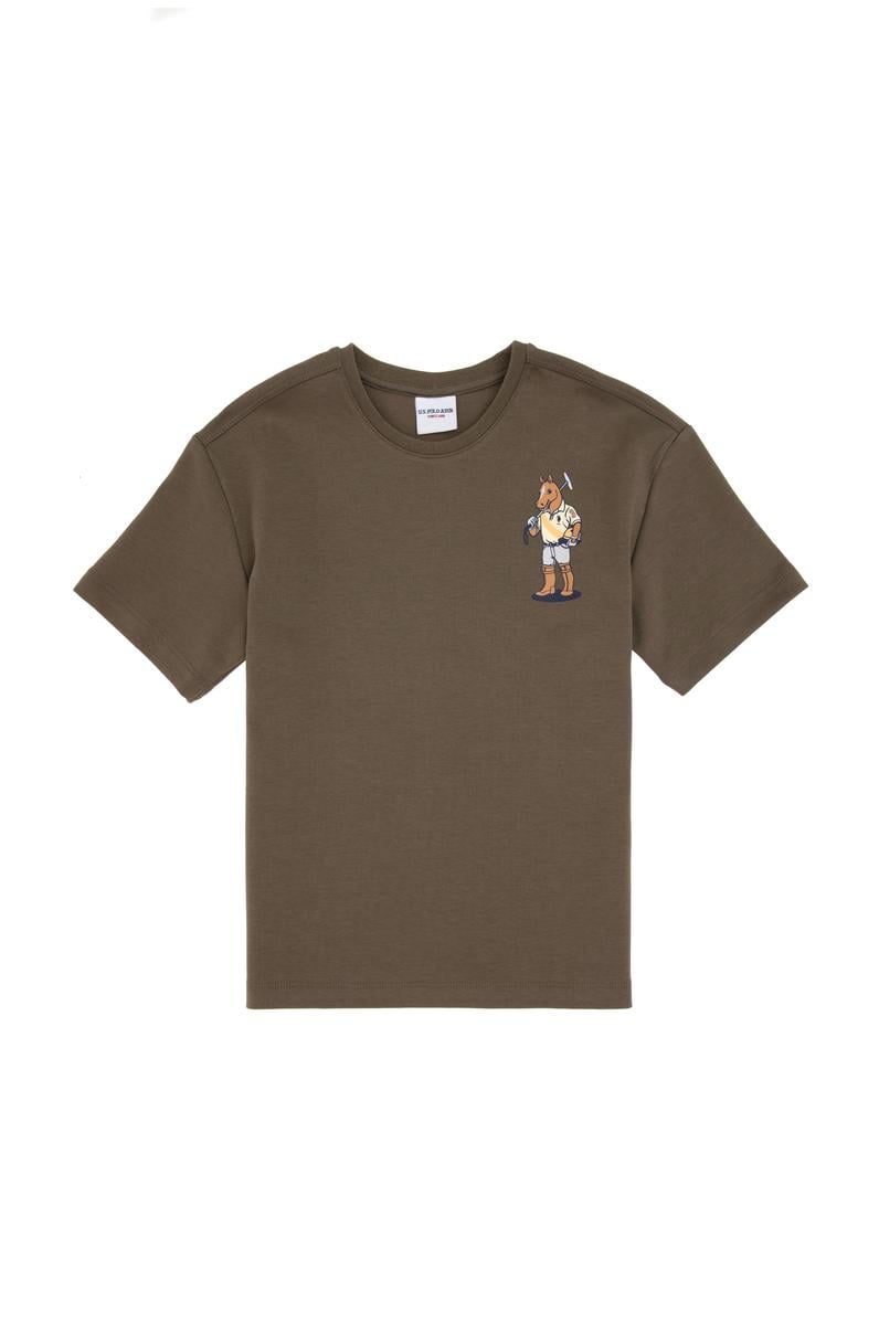 Erkek Çocuk Vizon Comfort Bisiklet Yaka Tişört