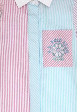 Kız Çocuk Renkli Uzun Kol Polo Yaka Payet Detaylı Dokuma Elbise - 50301083016