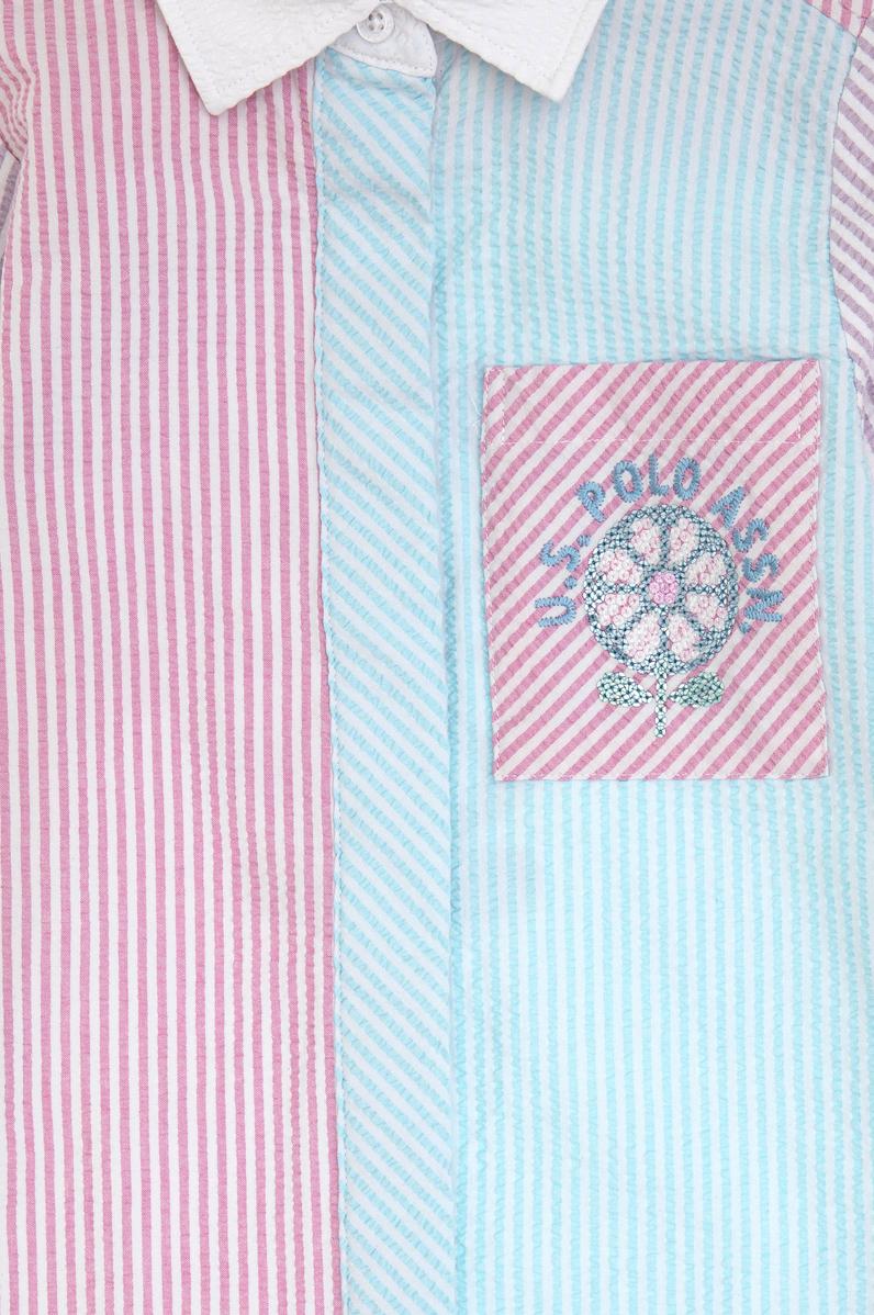 Kız Çocuk Renkli Uzun Kol Polo Yaka Payet Detaylı Dokuma Elbise