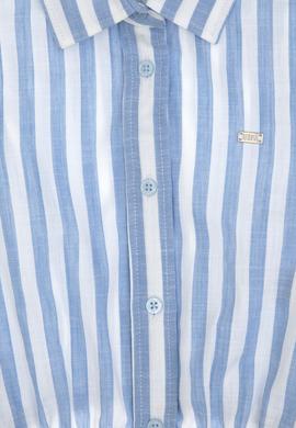 Kız Çocuk Mavi Çizgili Kolsuz Gömlek - 50306618022