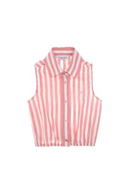 Kız Çocuk Pembe Çizgili Kolsuz Gömlek - 50306618001