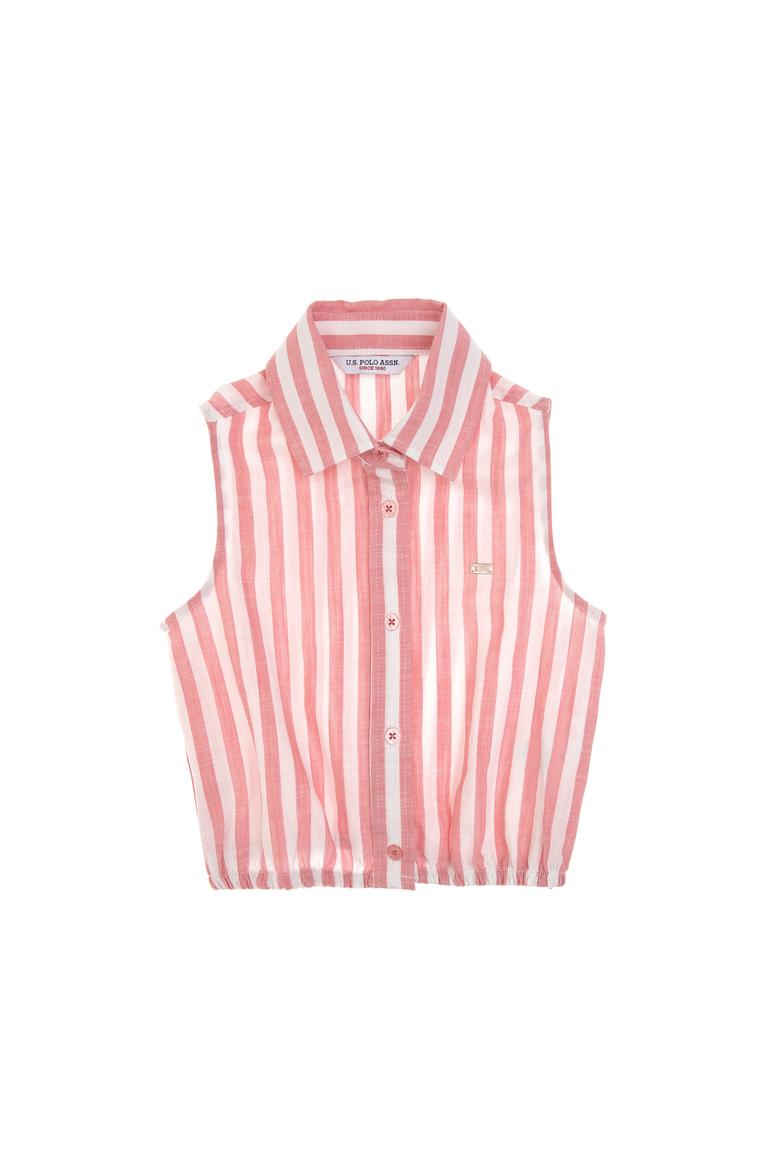 Kız Çocuk Pembe Çizgili Kolsuz Gömlek - 50306618001