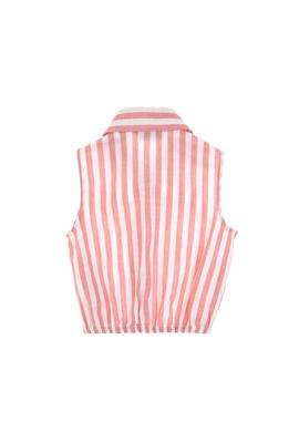 Kız Çocuk Pembe Çizgili Kolsuz Gömlek - 50306618001