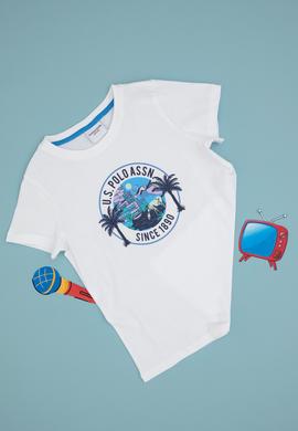 Erkek Çocuk Beyaz Bisiklet Yaka Tişört - 50300924028