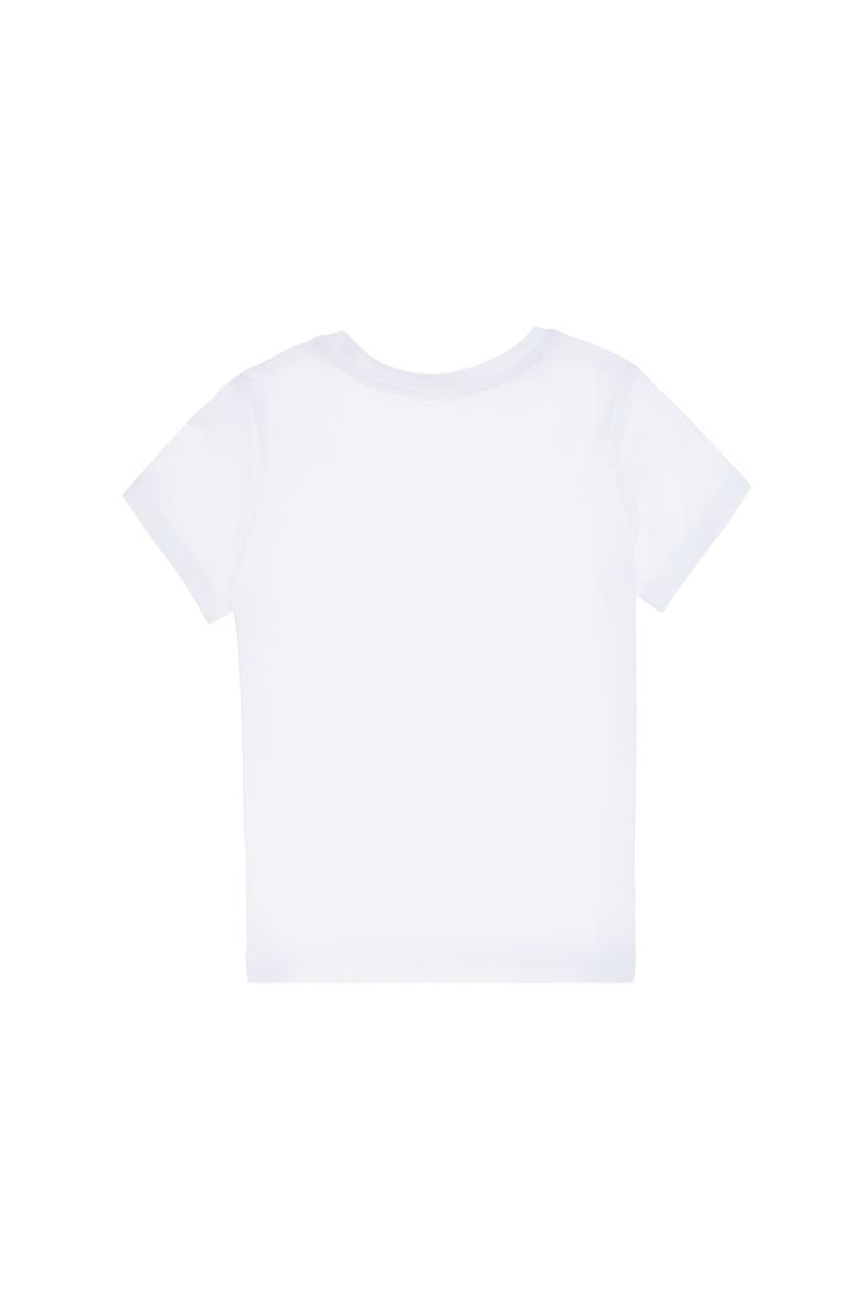 Kız Çocuk Beyaz Bisiklet Yaka Pamuk Simli Uspa Baskılı Basic Tişört - 50306042039