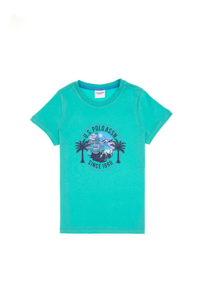 Erkek Çocuk Mint Bisiklet Yaka Tişört