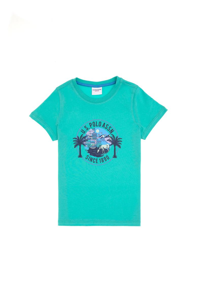 Erkek Çocuk Mint Bisiklet Yaka Tişört