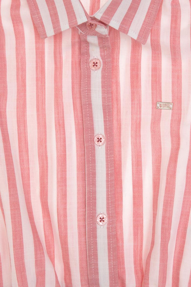 Kız Çocuk Pembe Çizgili Kolsuz Gömlek - 50306618001