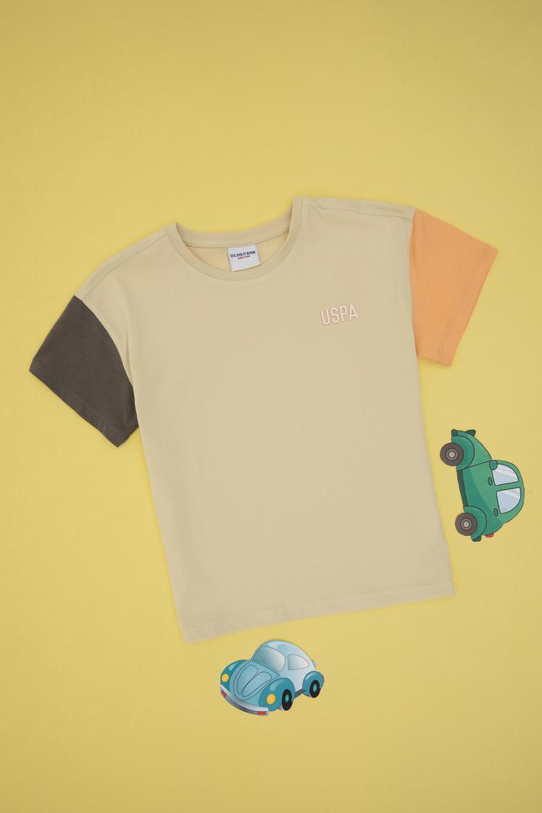 Erkek Çocuk Açık Haki Oversize Bisiklet Yaka Tişört